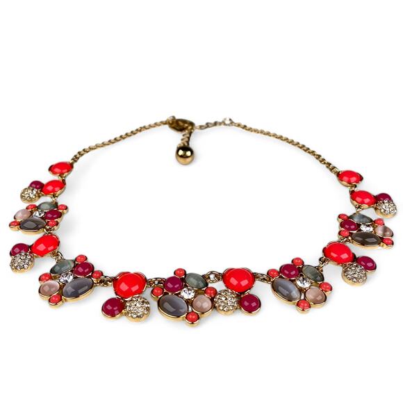 Kate Spade New York Bashful Blossom Statement Necklace Rhinestone Coral Pink - Picture 5 of 10